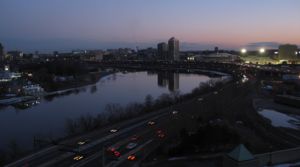 View over the Charles River at dusk in Moston, MA (11k image)